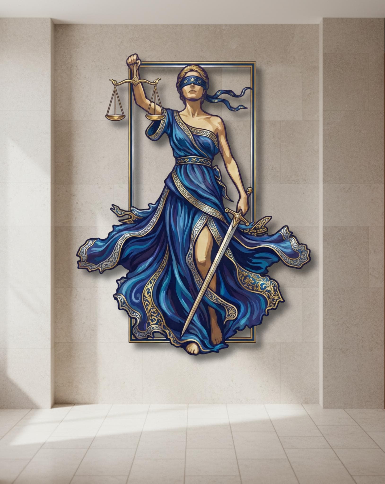 Lady Justice Colorful Metal Wall Art, Goddess of Justice for Lawyer ...