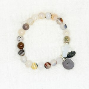 Hope bracelet, Natural stone beaded bracelet, charm bracelet, cross bracelet, earth tones, stackable, gift for her friend mom daughter