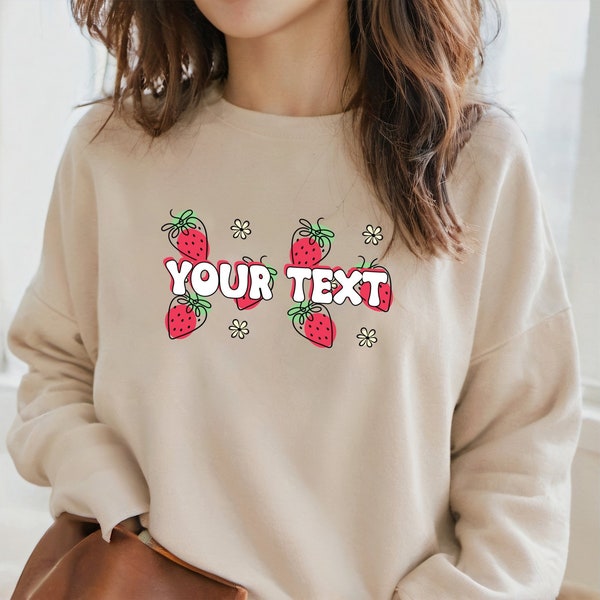 Personalized Sweater Strawberry First Birthday Custom Gift Fruit Berry Pattern Design Sweatshirt For Her or Him Unique Gift for Mom Dad!