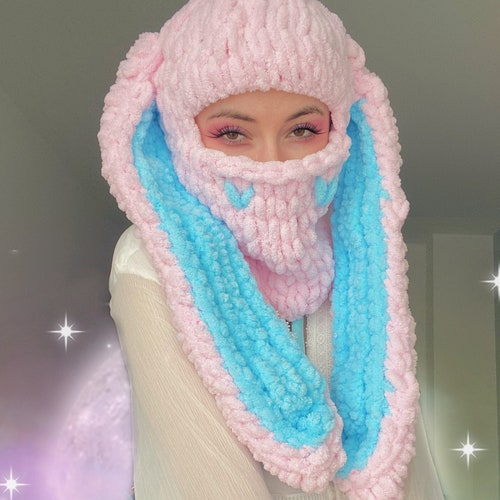 Knitted Balaclava With Bunny Ears Bunny Ski Mask Balaclava Etsy Australia