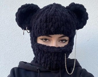 Cagoule en peluche, Oreilles d’ours cagoule, Masque de ski ours, Cagoule au crochet, Cagoule tricotée, Cagoule avec oreilles, Cagoule d’hiver, Cagoule de ski