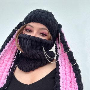 Bunny Balaclava, Crochet balaclava bunny, Knitted bunny balaclava, Custom Ski Mask