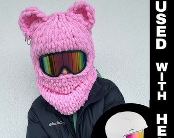 Bear balaclava ski mask , Helmet cover and helmet protector, Balaclava with ears, Bear hat, winter, snowboard