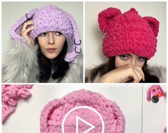 Bunny hat pattern, Teddy hand crochet  pattern, Pattern Tutorial VIDEO, digital download