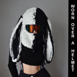 Bunny Ski Mask, Ski Helmet Portector, Snowboard Mask, Ski Balaclava Mask, Helmet Cover Mask, Crochet Ski Mask, Ski Balaclava
