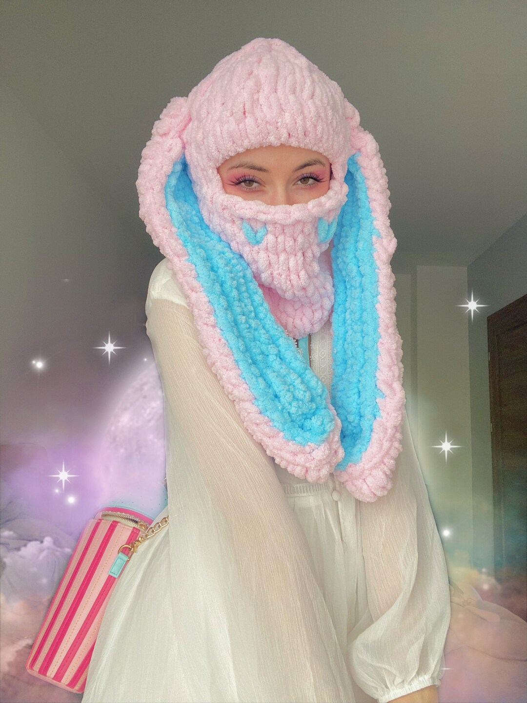 Knitted Balaclava With Bunny Ears Bunny Ski Mask Balaclava Etsy