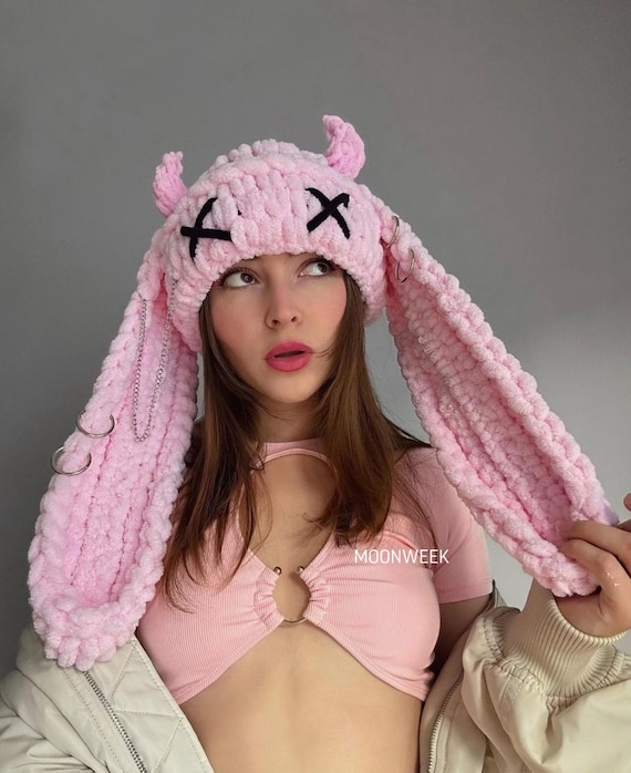 Crochet Bunny Hat, Custom Bunny Beanie Ears, Knitted Bunny Beanie