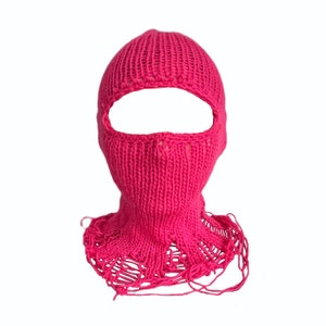 Knit balaclava , Light and snappy hat , Beanie , Handmade Distressed Knitted Balaclava Face Mask Knit Ski Mask image 8