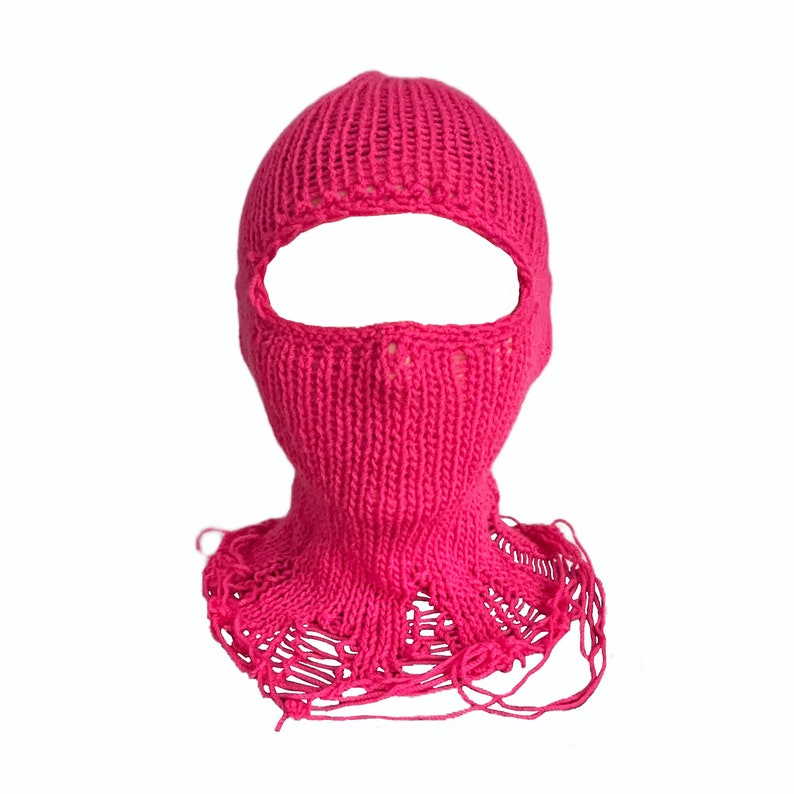 Knit balaclava , Light and snappy hat , Beanie , Handmade Distressed Knitted Balaclava Face Mask Knit Ski Mask image 8