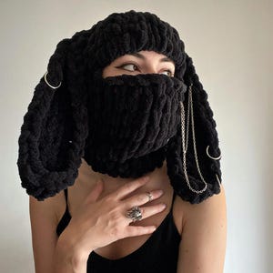 Knitted balaclava bunny, Bunny ski mask, Bunny balaclava, Bunny hat, Crochet bunny hat, Crochet balaclava bunny, Custom festival balaclava