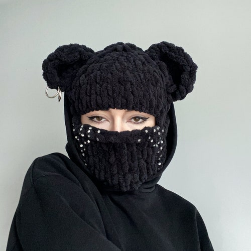 Knitted Balaclava With Bunny Ears Bunny Ski Mask Balaclava Etsy