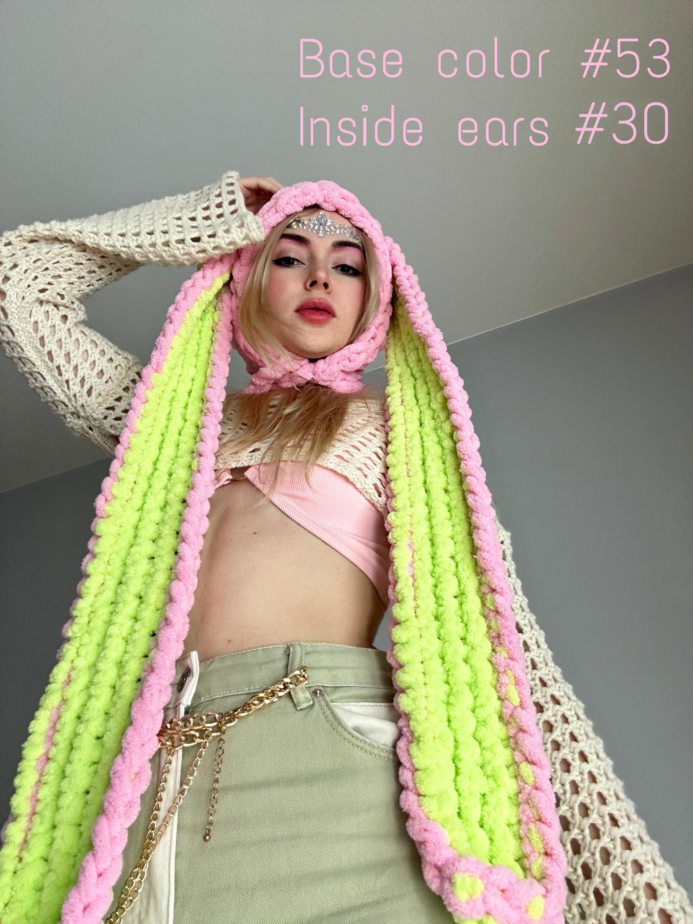 Balclava Rave Festival Bunny Balaclava, Rave Bunny Beanie, Beanies With Ears, Crochet ...
