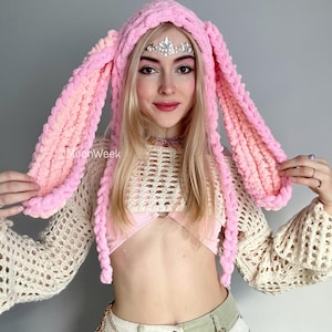 Cagoule lapin festival, bonnet lapin Rave, bonnets avec oreilles, cagoule lapin en crochet, cagoule lapin en tricot, bonnet de lapin, capuche de lapin