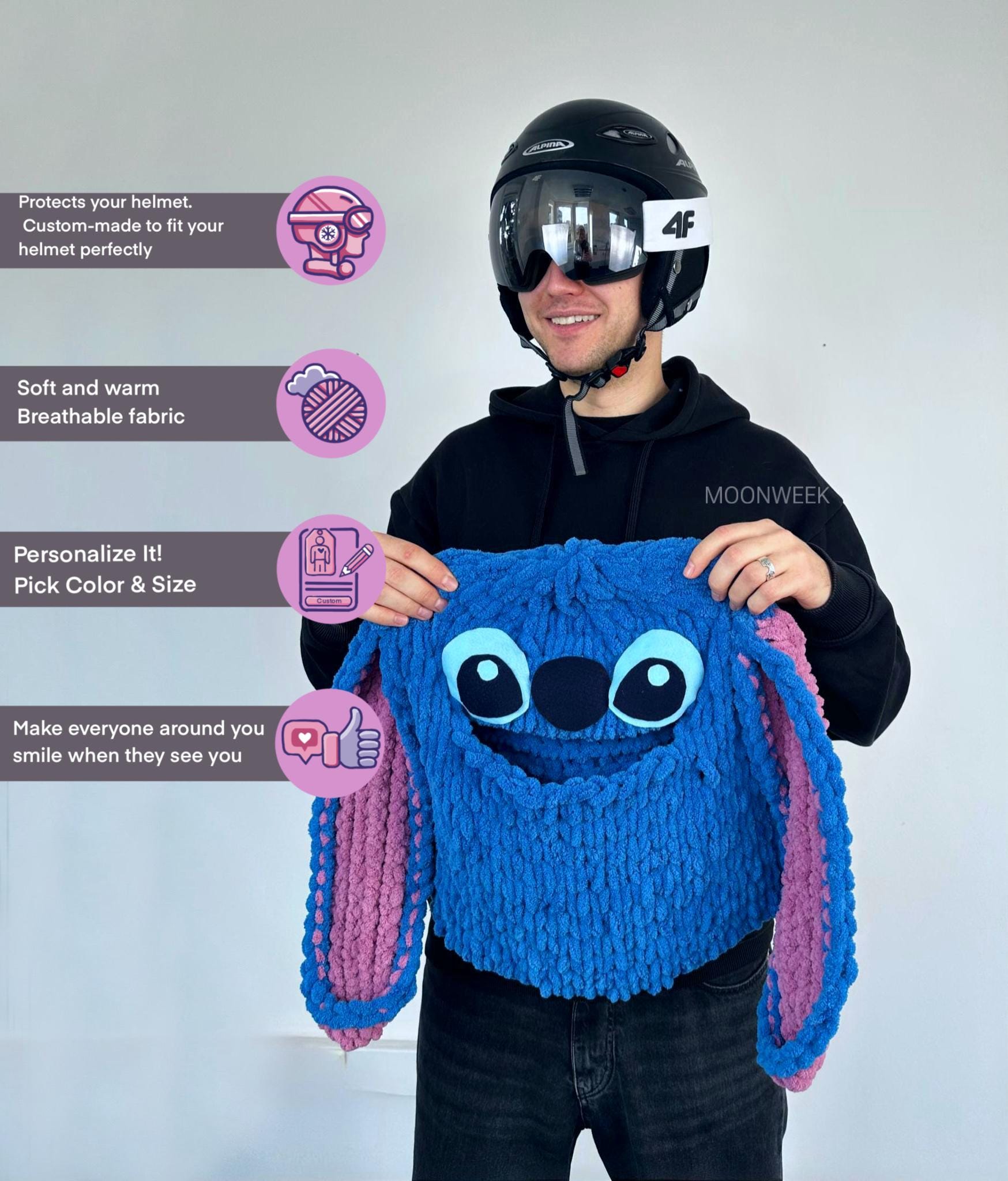 Alien Helmet Cover Ski Mask, Angel Pink Bunny Ski Helmet Balaclava ...