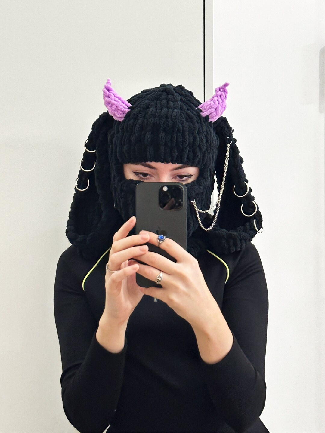 Devil Horns Hat, Scary Mask, Balaclava Mask, Ski Mask With Horns