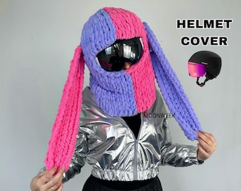 Pasamontañas de conejito, pasamontañas para casco de esquí, capucha de conejito, funda protectora para casco, pasamontañas de esquí, pasamontañas de conejito, pasamontañas de punto