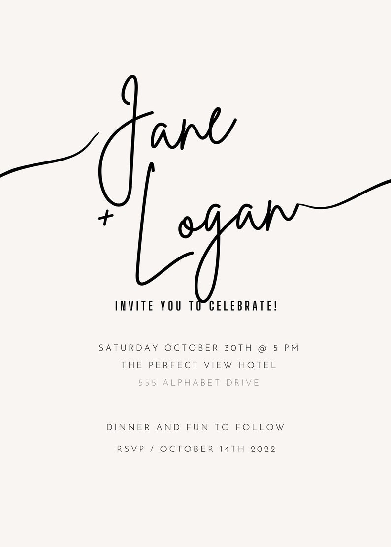 Printable Wedding Invitation Etsy