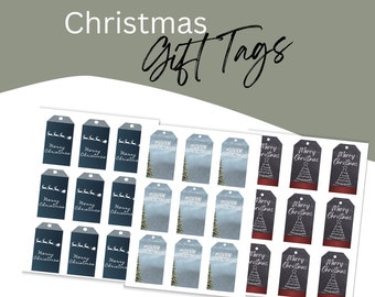 Christmas Gift Tag Printable, Assorted Christmas Tags, Holiday Tags, PDF Download