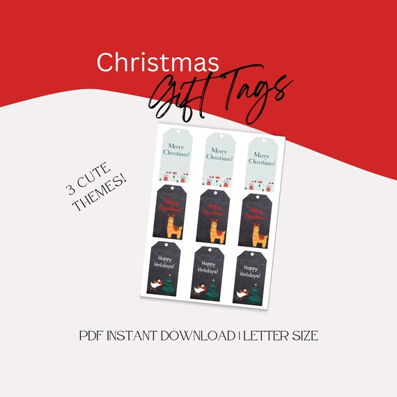 Christmas Gift Tag Printable Assorted Christmas Animal Tags - Etsy