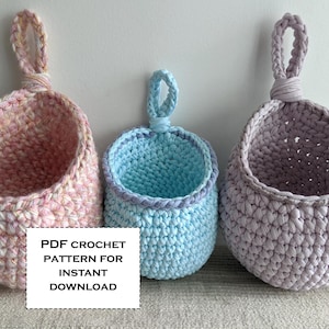 Cocoon Hanging Basket Crochet Pattern PDF, Crochet basket, Hanging Storage