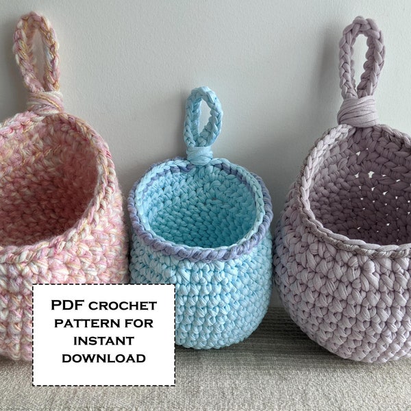Cocoon Hanging Basket Crochet Pattern PDF, Crochet basket, Hanging Storage