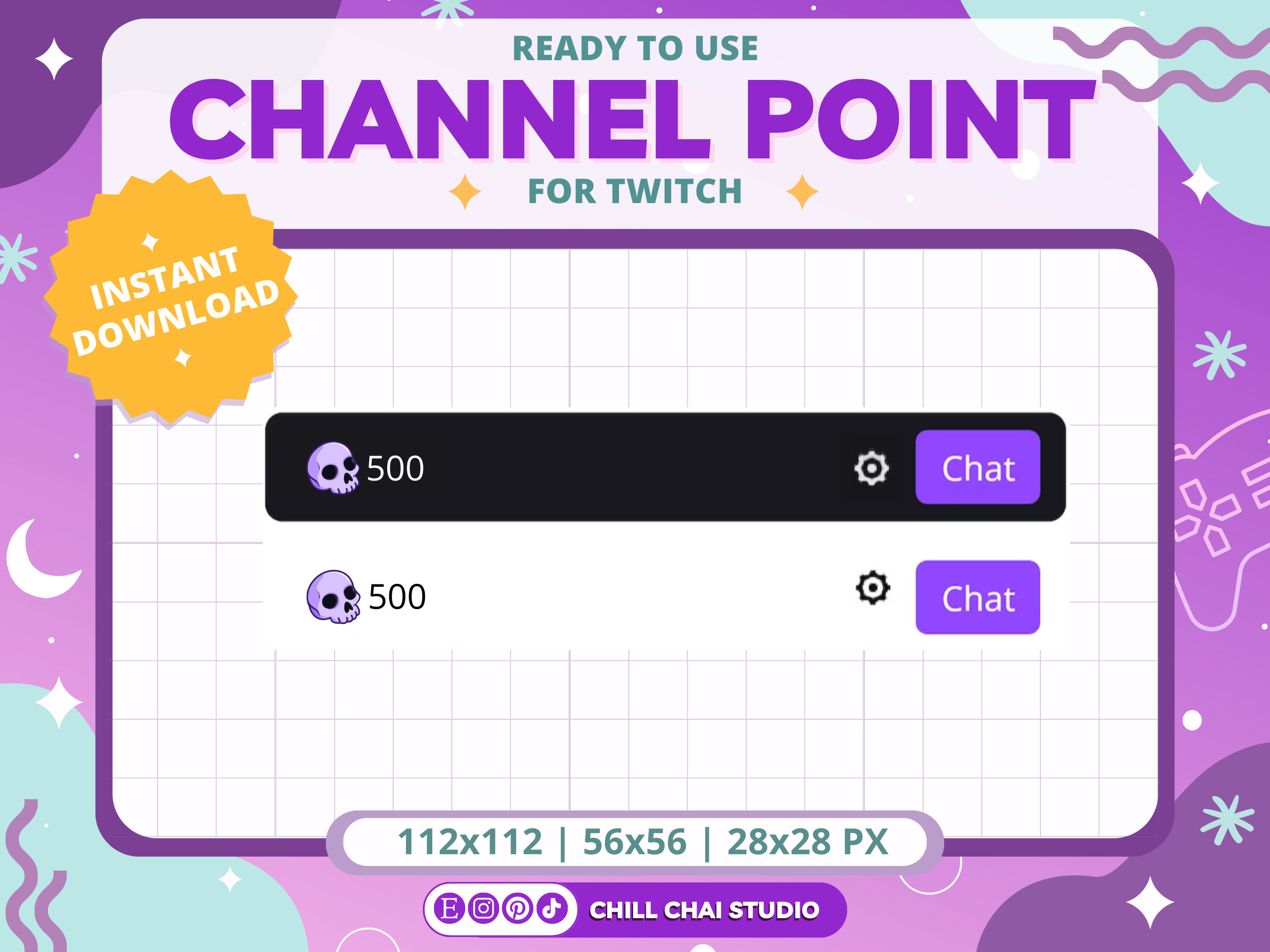 Twitch用パステルパープルスカルチャンネルポイント |  Twitchチャットボックスポイント用の不気味でかわいいTwitchチャンネルポイントアイコン | 絵文字としても使用可能 - Etsy 日本