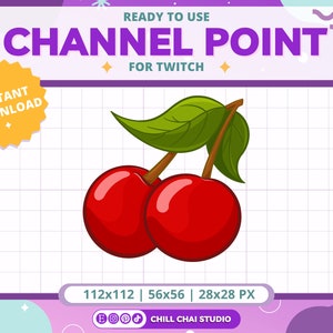 Cherry Channel Point or Emote for Twitch | Hot Cherry Twitch Channel Points Icon for Twitch Chat Box Points | Can Also Be Used as an Emote