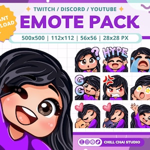 Chibi Girl Twitch Emotes: Kawaii Emote Pack (Digital Download)