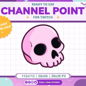 Pastel Pink Skull Channel Point for Twitch | Spooky Cute Twitch Channel Points Icon for Twitch Chat Box Points | Can Also Be Used as Emote