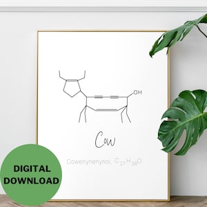 Chemistry Printable Art Set of 5 Digital Downloads Chemistry Cow Molecule Art Science Chemistry Wall Art Chemistry Poster Science Gift