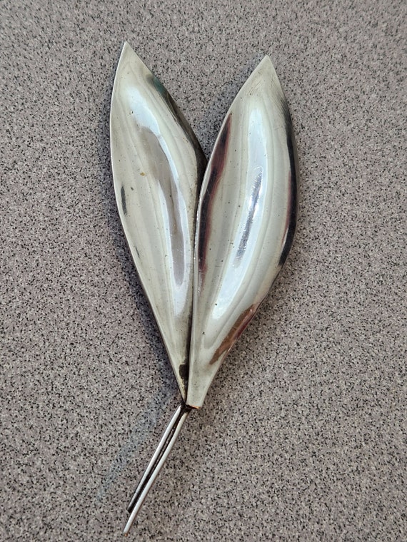 Large Coro Sterling Silver Leaf Pin/Brooch