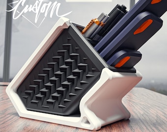 Geometric 3D Printed Desk Organizer: Modern Office Storage Pod