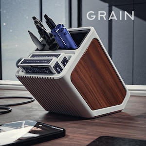 Organizador de mesa de nogueira: armazenamento moderno em madeira impressa em 3D