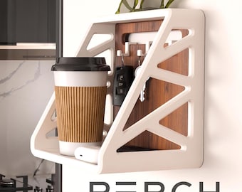 Modern Wall Mounted Entryway Organizer: 3D Printed & Solid Wood