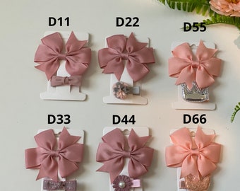 Set of two: Bow and Mini Hair Clip, Baby Toddler Hair Bows Clips, Baby Girl Bows, Hair Clips, Toddler bows, Small Bow's.