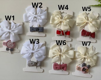 Set of two: Bow and Mini Hair Clip, Baby Toddler Hair Bows Clips, Baby Girl Bows, Hair Clips, Toddler bows, Small Bow's.