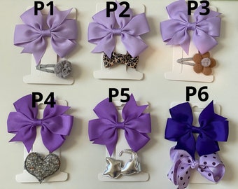 Set of two: Bow and Mini Hair Clip, Baby Toddler Hair Bows Clips, Baby Girl Bows, Hair Clips, Toddler bows, Small Bow's.