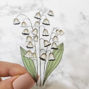 Lily of the Valley Watercolor Flower Sticker, Clear, 3 x 2.1in
