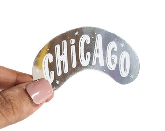 Chicago Bean Sticker, METALLIC, 2.8x1.6in