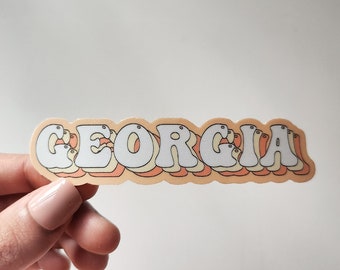 Georgia Sticker, Vinyl, 4 x 0.8 in | Retro/ Vintage Script