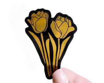 Tulip Metallic Gold Sticker, Vinyl, 3 x 2in