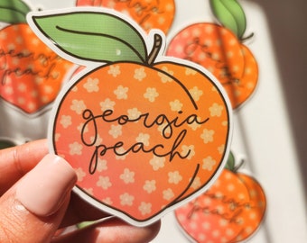 Georgia Peach in Orange Sticker, Vinyl, 2.5 x 2.5in