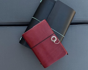 Personalized Leather Journal Cover Trifold, A6 A5 Refillable Traveler’s Journal