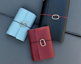 Personalized Leather Journal Cover Trifold, A6 A5 Refillable Traveler’s Journal