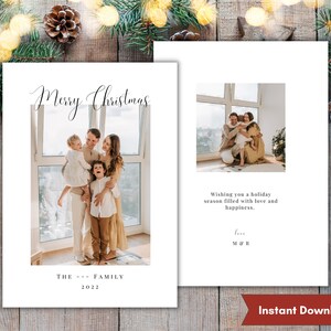 Printable Photo Christmas Card Template - 5x7 Christmas Card, Minimalist Christmas Card, Holiday Card, Instant Download