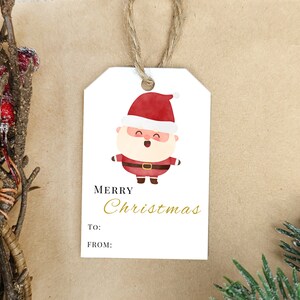 Printable Christmas Gift Tag - Santa Gift Tag, 2x3 Gift Tag, Merry Christmas Present, Christmas Label, Holiday Tag, Holiday Label