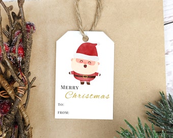 Printable Christmas Gift Tag - Santa Gift Tag, 2x3 Gift Tag, Merry Christmas Present, Christmas Label, Holiday Tag, Holiday Label