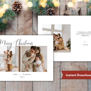 Printable Photo Christmas Card Template - 5x7 Christmas Card, Minimalist Christmas Card, Holiday Card, Instant Download