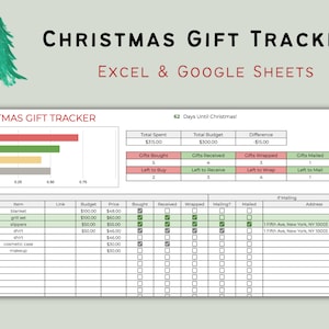 Christmas Gift Tracker for Excel & Google Sheets, Christmas Planner, Christmas Budget Spreadsheet, Holiday Gift Tracker, Holiday Budget