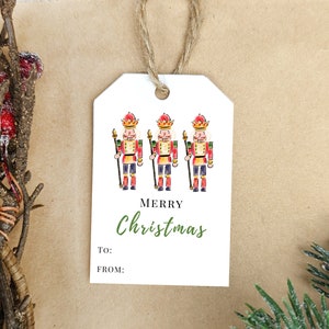 Printable Christmas Gift Tag - Nutcracker Gift Tag, 2x3 Gift Tag, Merry Christmas Present, Christmas Label, Holiday Tag, Holiday Label